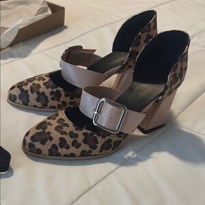 Leopard Print Block Heel Women's Shoes